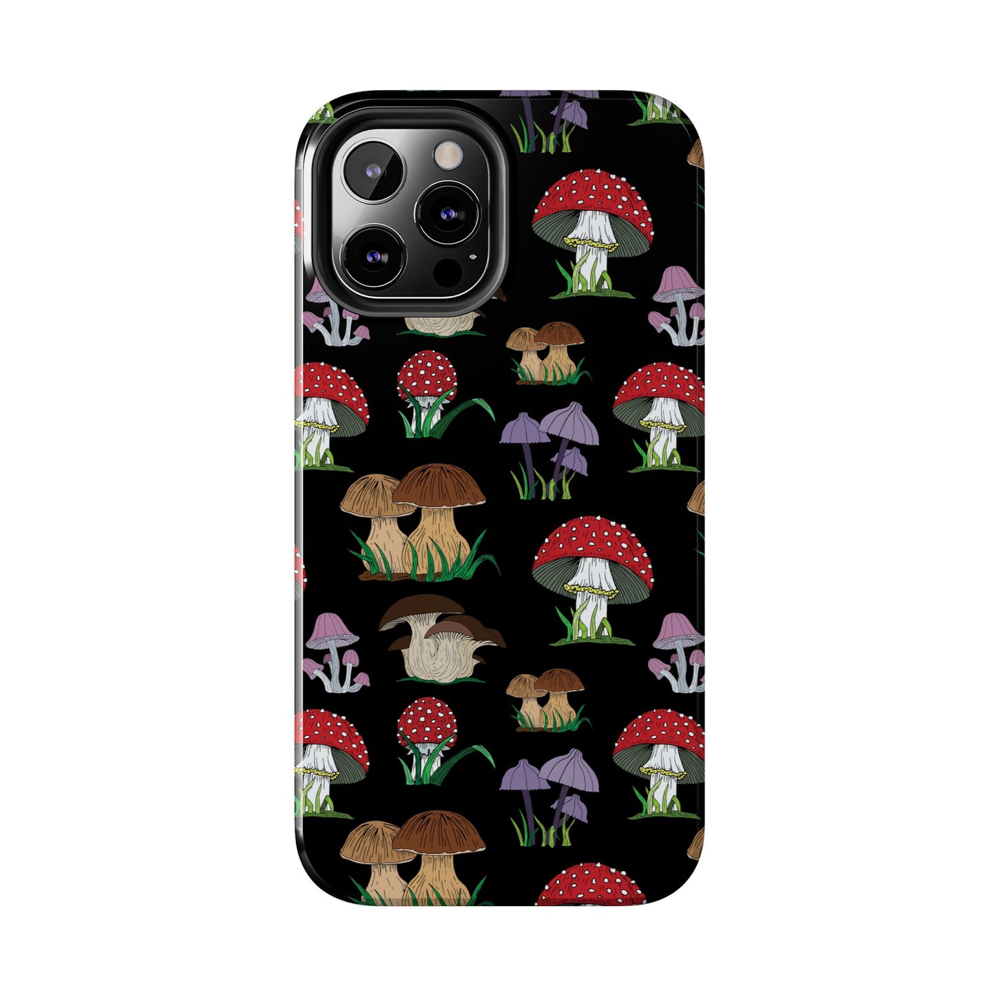 Mushroom Pattern on Black Tough iPhone Cases