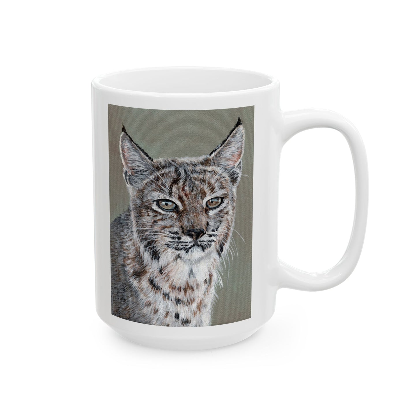Lynx Portrait Ceramic Mug — Realistic Lynx Art, 11oz & 15oz