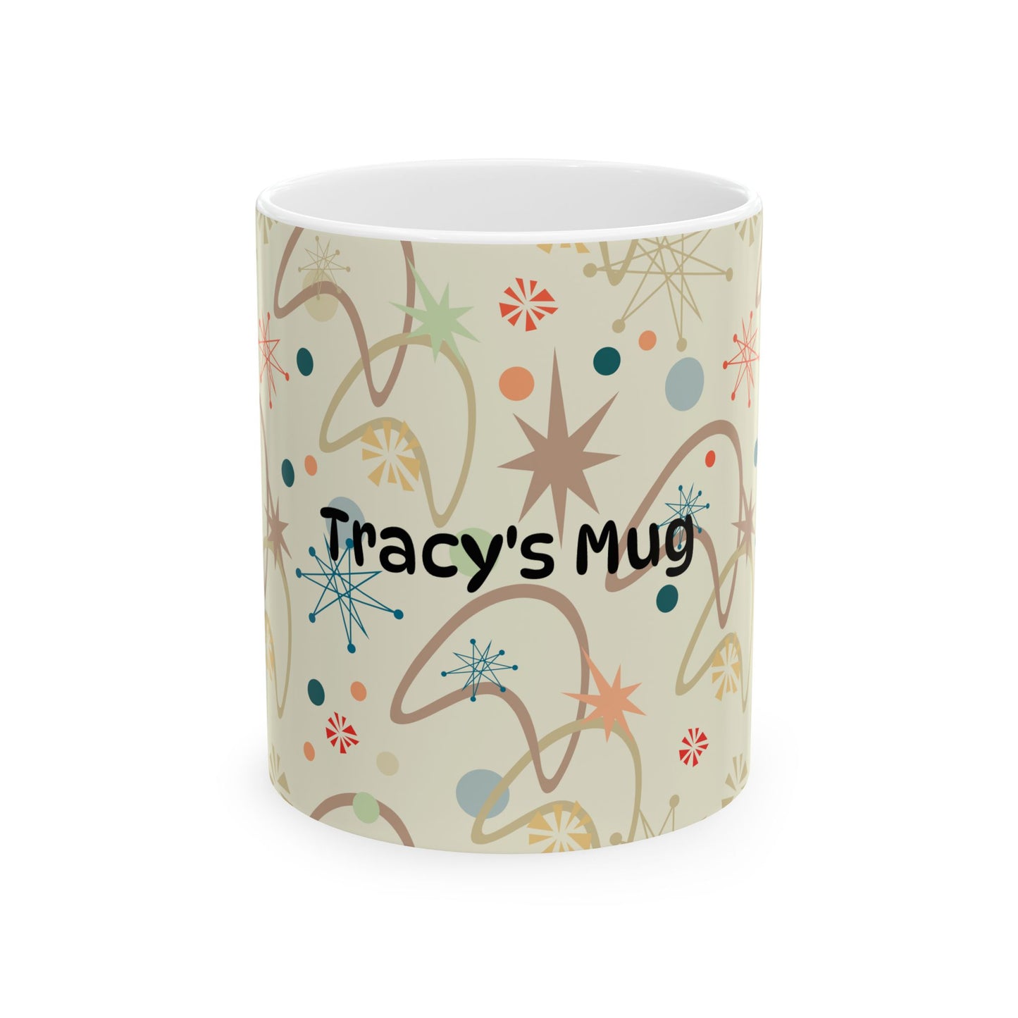 Personalized Retro Starburst Ceramic Mug — Custom Name Coffee Cup (11oz & 15oz)