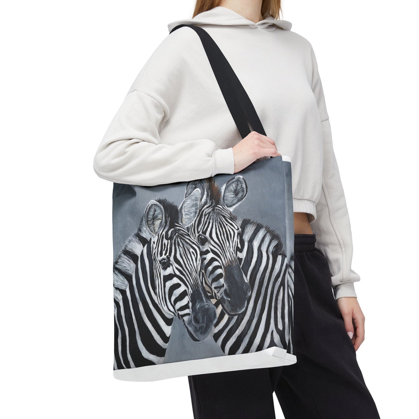 Zebra Pair Tote Bag — Artistic Black & White Animal Print Tote for Everyday Use