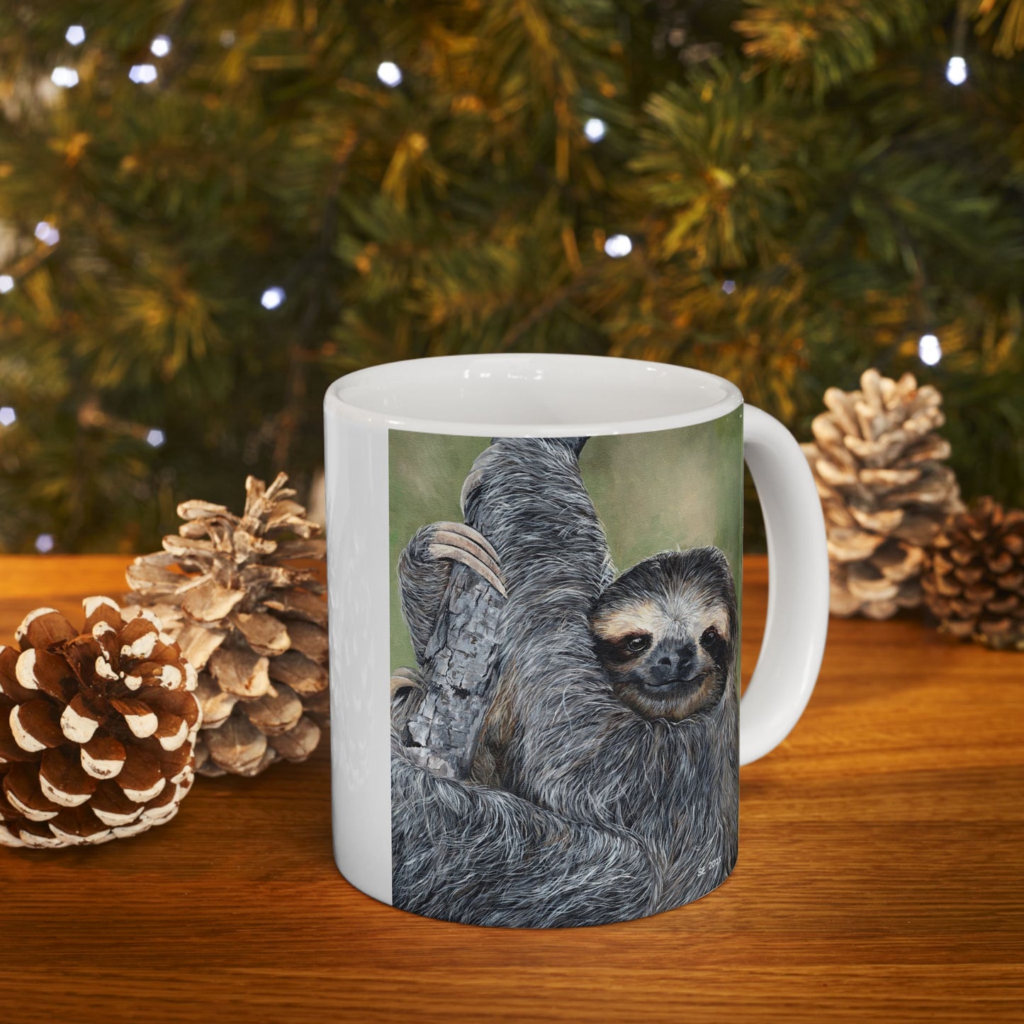 Sloth Portrait Ceramic Mug — Cute Lazy Sloth Coffee Cup (11oz, 15oz)