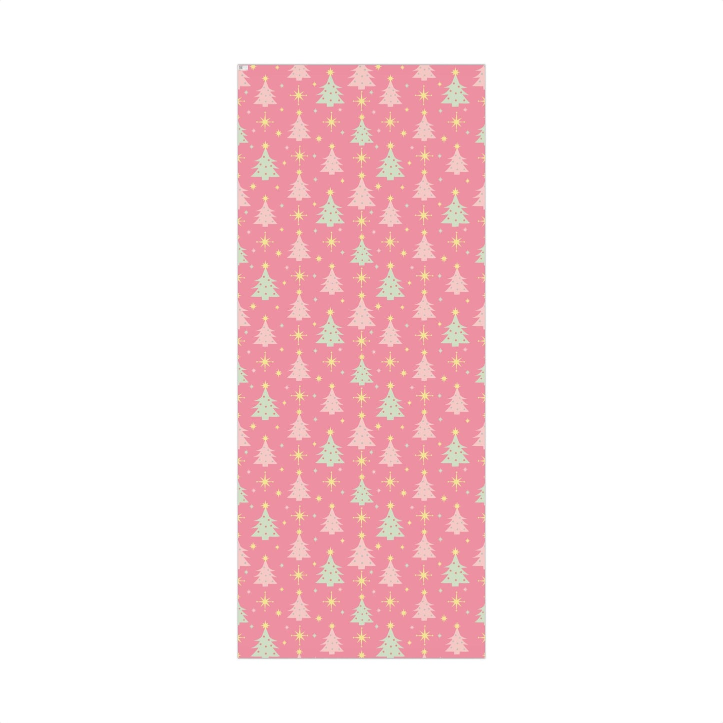 Pink Retro Christmas Tree Gift Wrap Paper — Holiday Wrapping Sheets