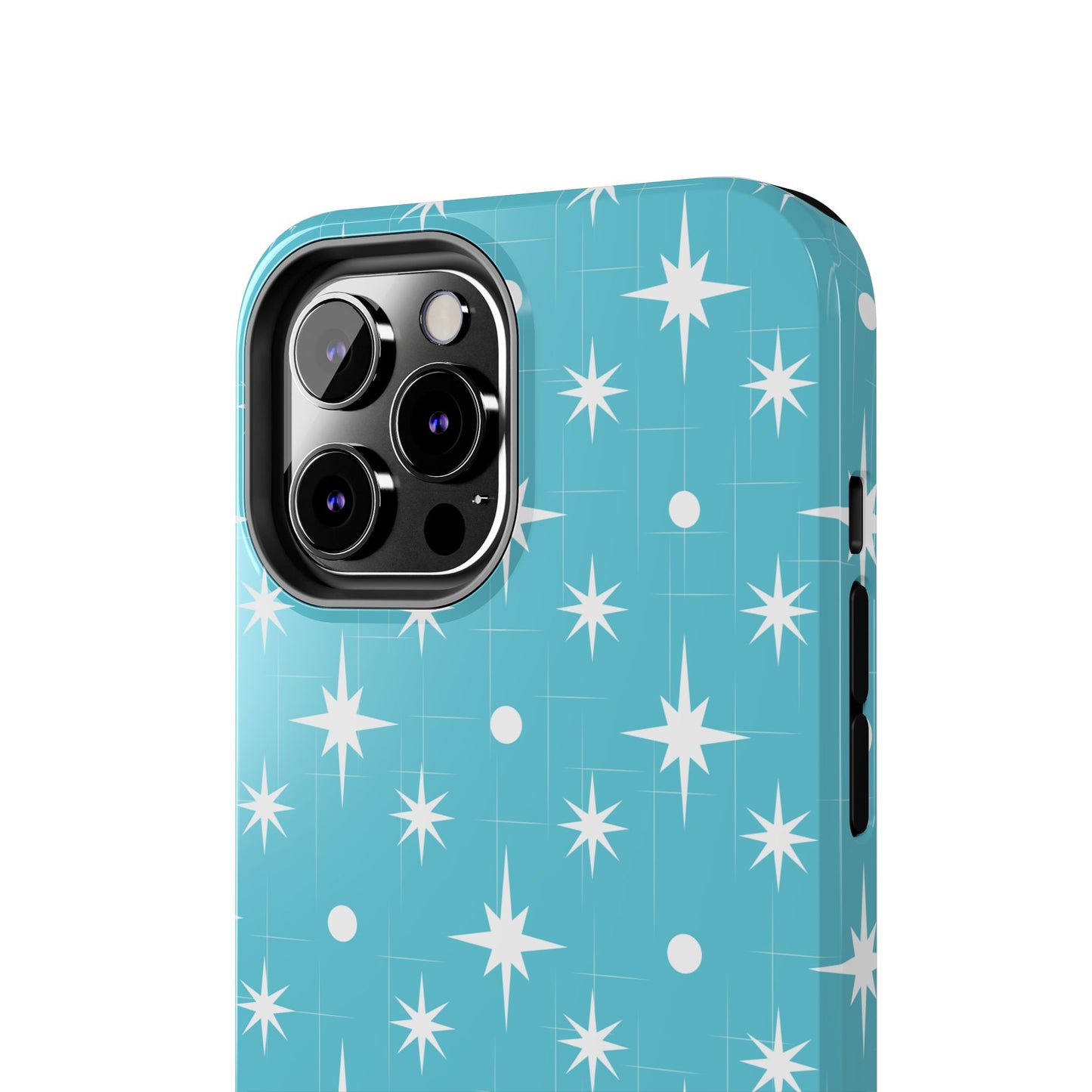 1950s Retro Star Pattern on Blue Tough iPhone Cases