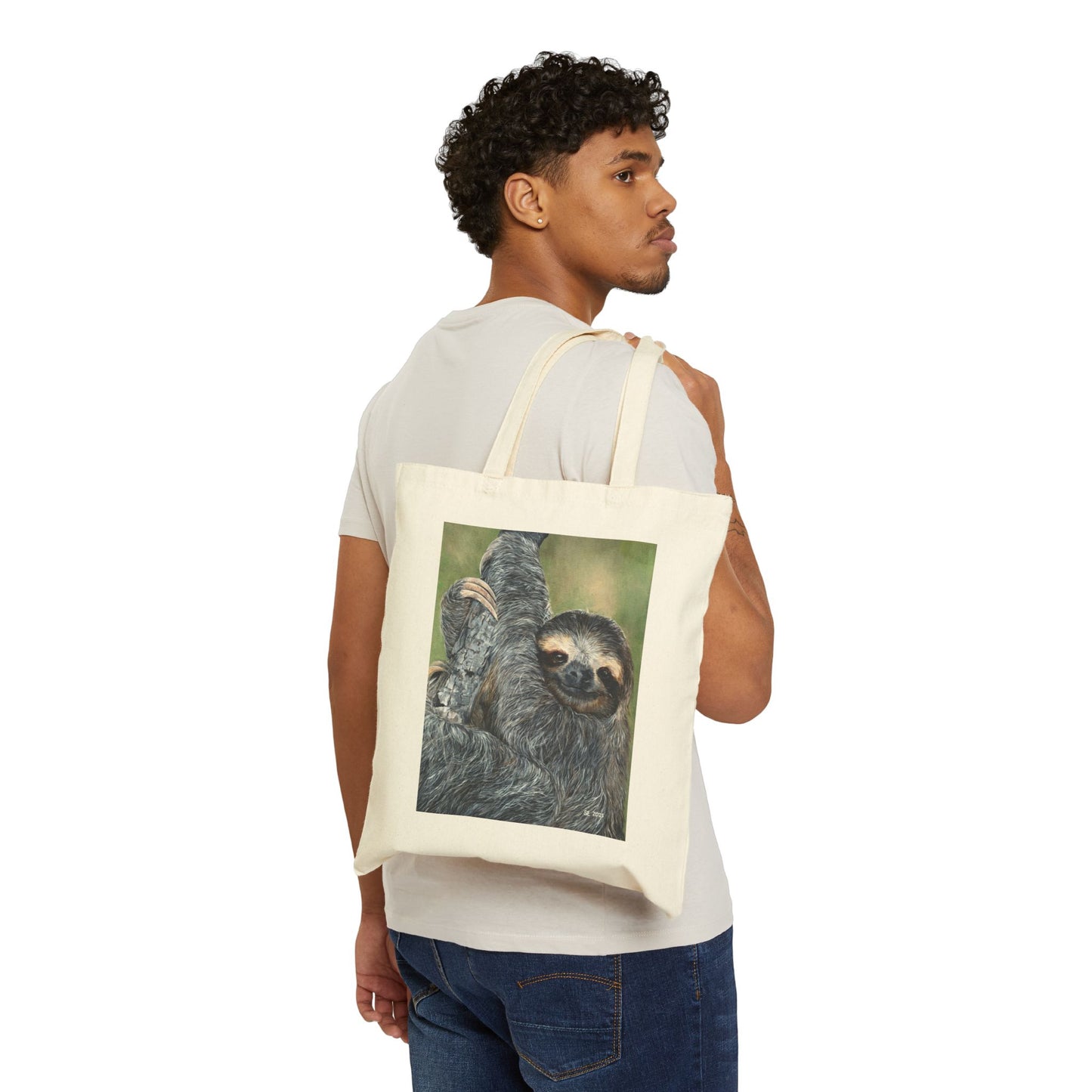 Sloth Canvas Tote Bag — Cute Hanging Sloth Reusable Shopper