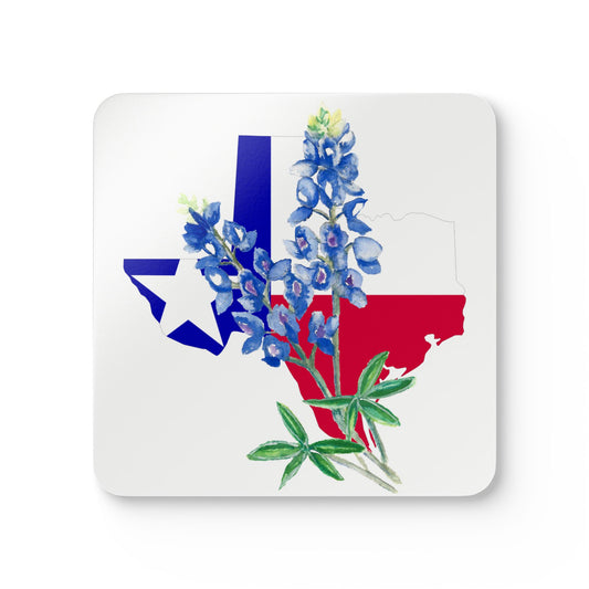 Texas Flag Bluebonnet Cork Coaster Set – 4 Pack