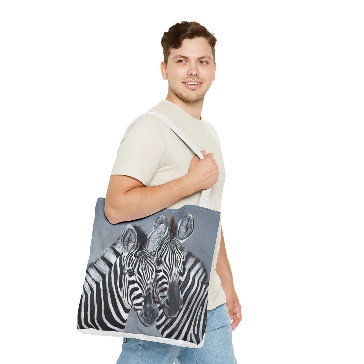 Zebra Pair Tote Bag — Artistic Black & White Animal Print Tote for Everyday Use