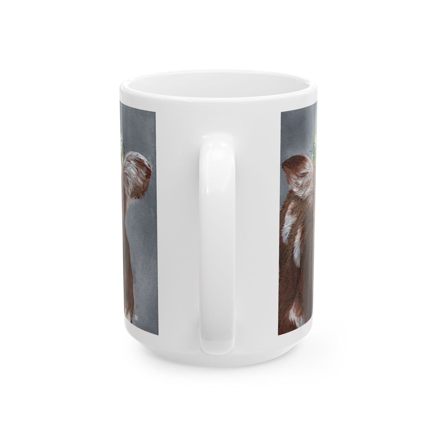 Cow with Daisy Crown Ceramic Mug — Cute Farm Animal Coffee Cup (11oz, 15oz)