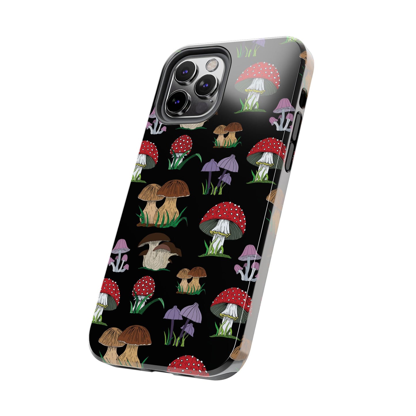 Mushroom Pattern on Black Tough iPhone Cases