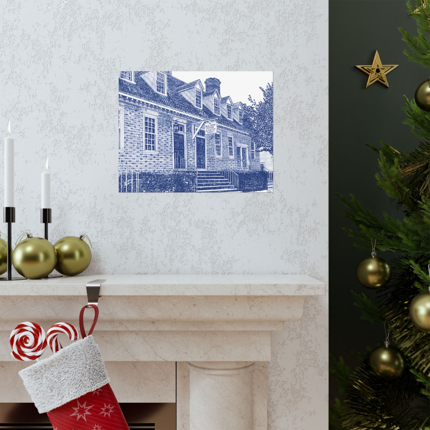 Colonial Williamsburg's Brick House Tavern in Blue Matte Horizontal Poster