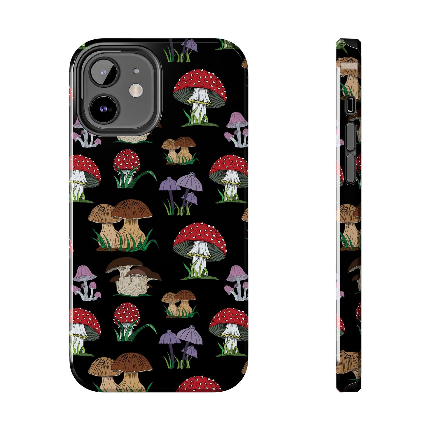 Mushroom Pattern on Black Tough iPhone Cases