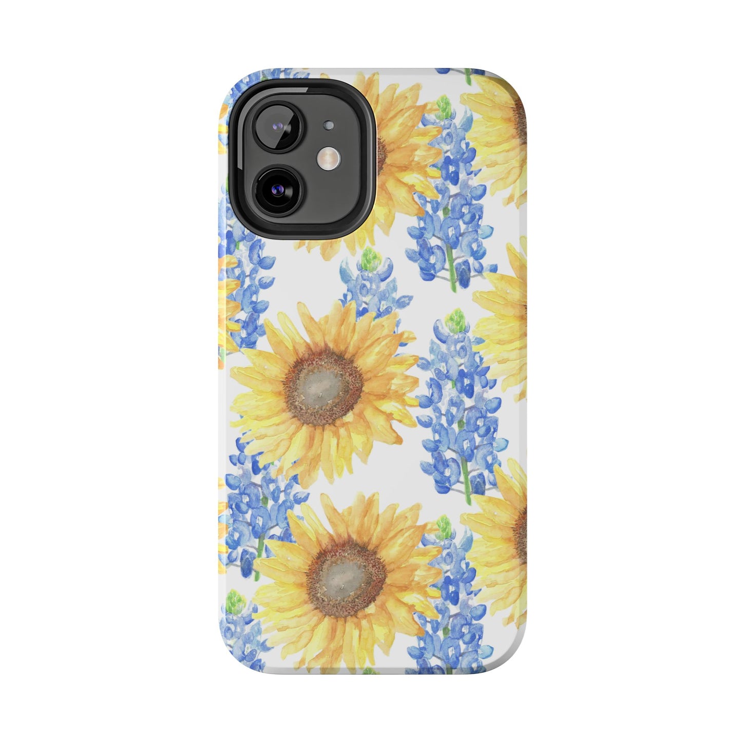 Sunflower and Bluebonnet Pattern Tough iPhone Cases