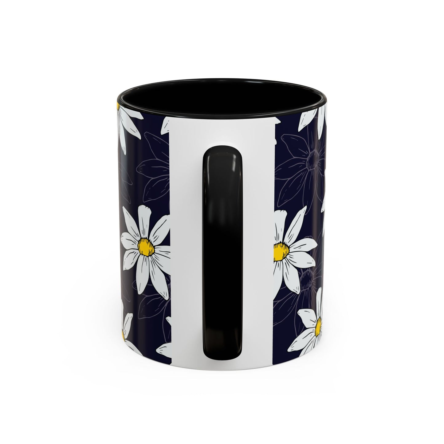 Daisies on Dark Blue Accent Coffee Mug (11, 15oz)