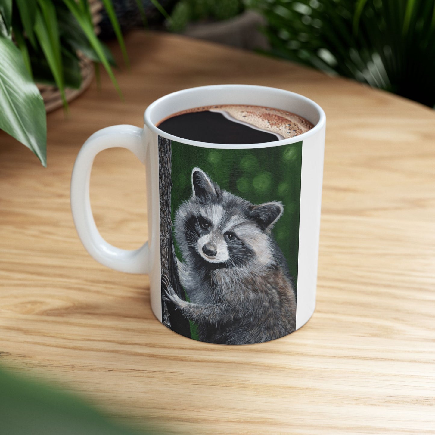 Raccoon Forest Mug – Cute Wildlife Ceramic Coffee Cup (11oz & 15oz)