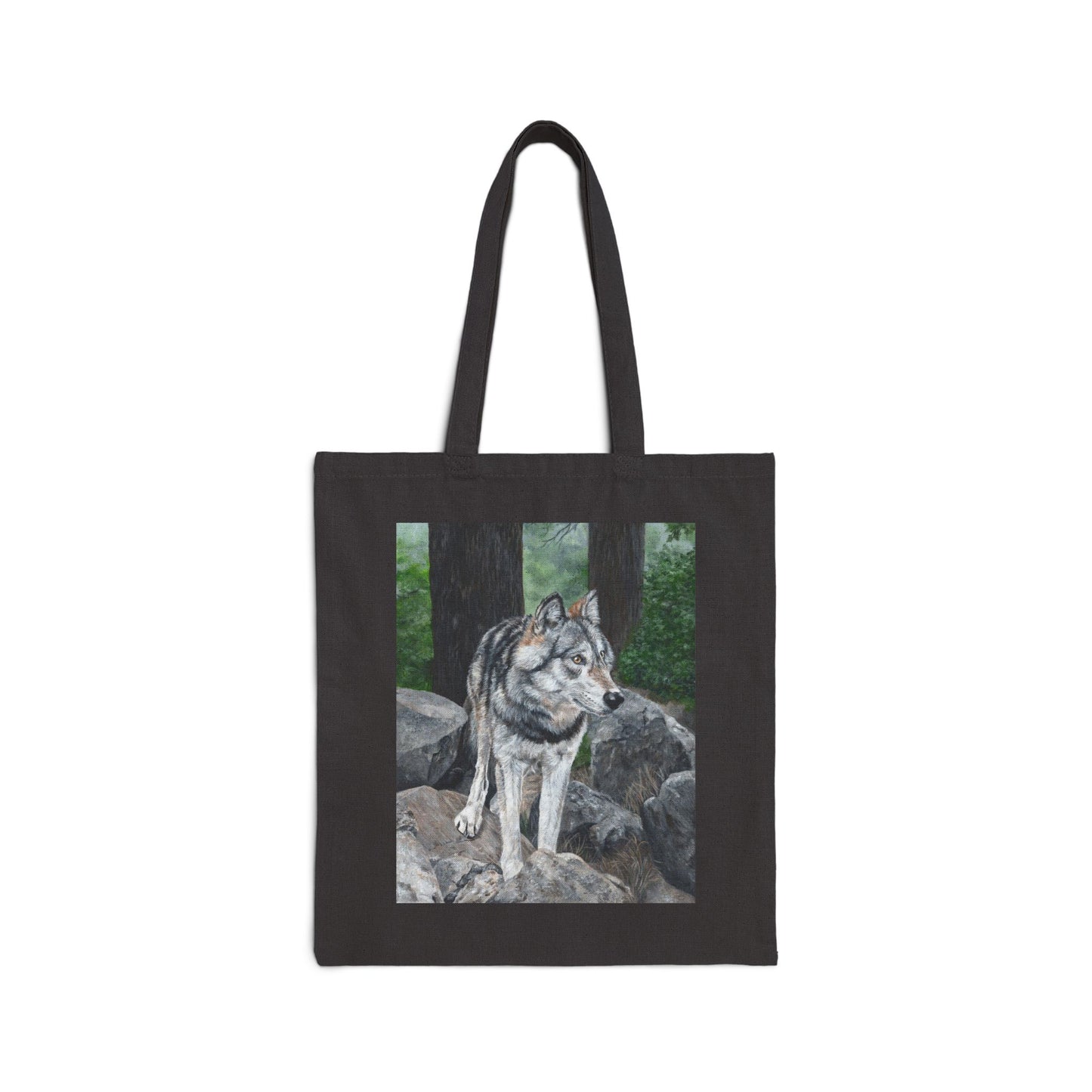 Wolf Illustration Cotton Tote Bag – Forest Wolf Art Tote for Nature Lovers
