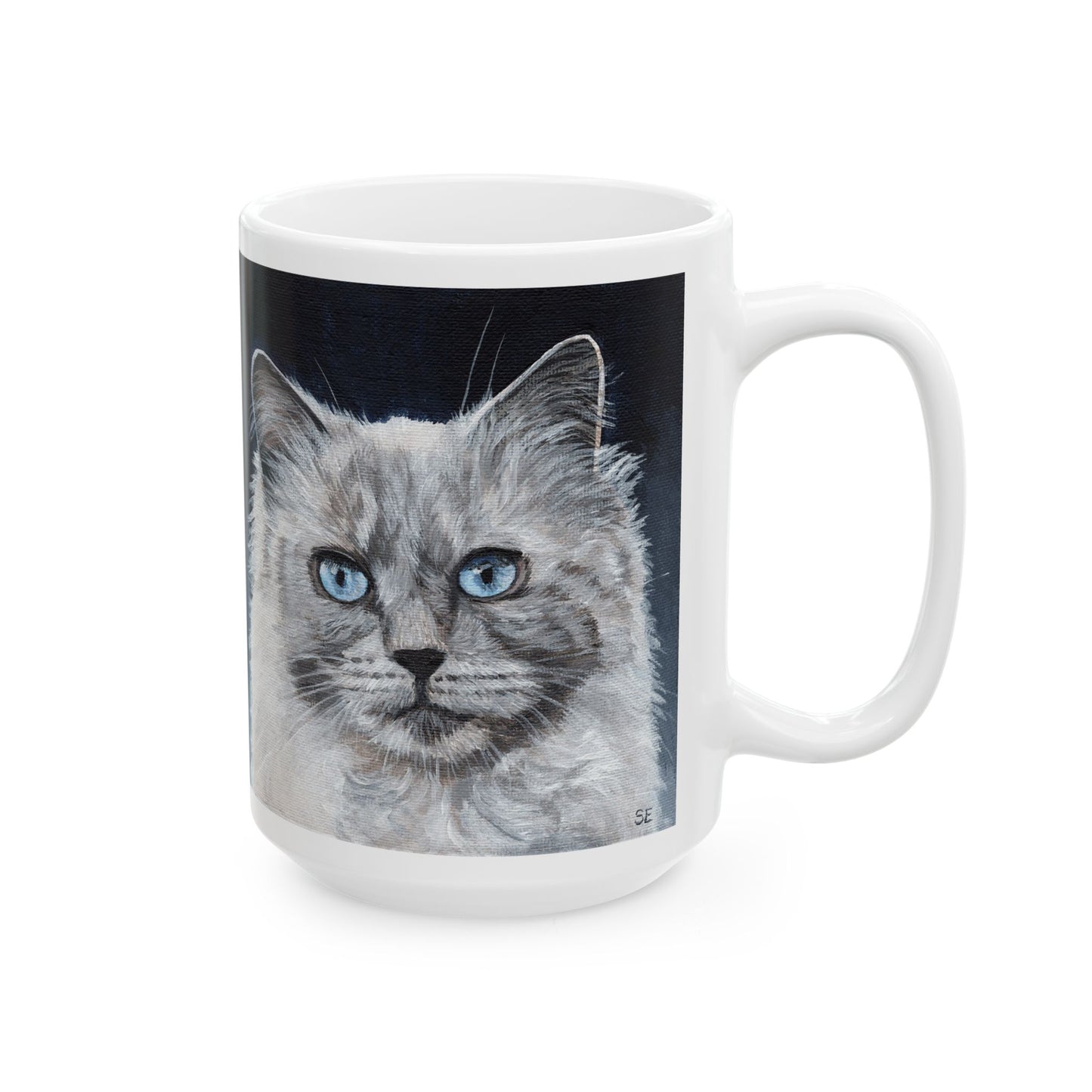 Ragdoll Cat Ceramic Mug — Blue-Eyed Cat Portrait Coffee Cup (11oz & 15oz)
