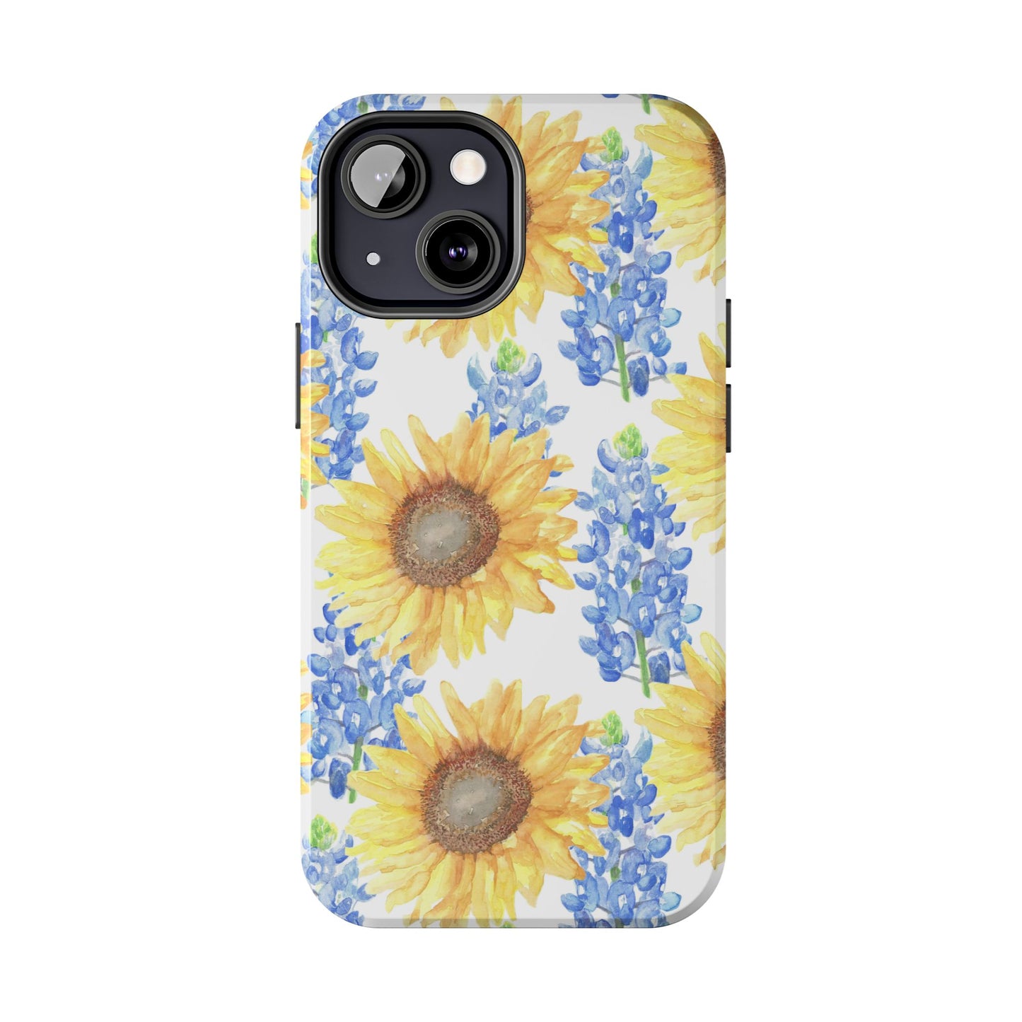 Sunflower and Bluebonnet Pattern Tough iPhone Cases