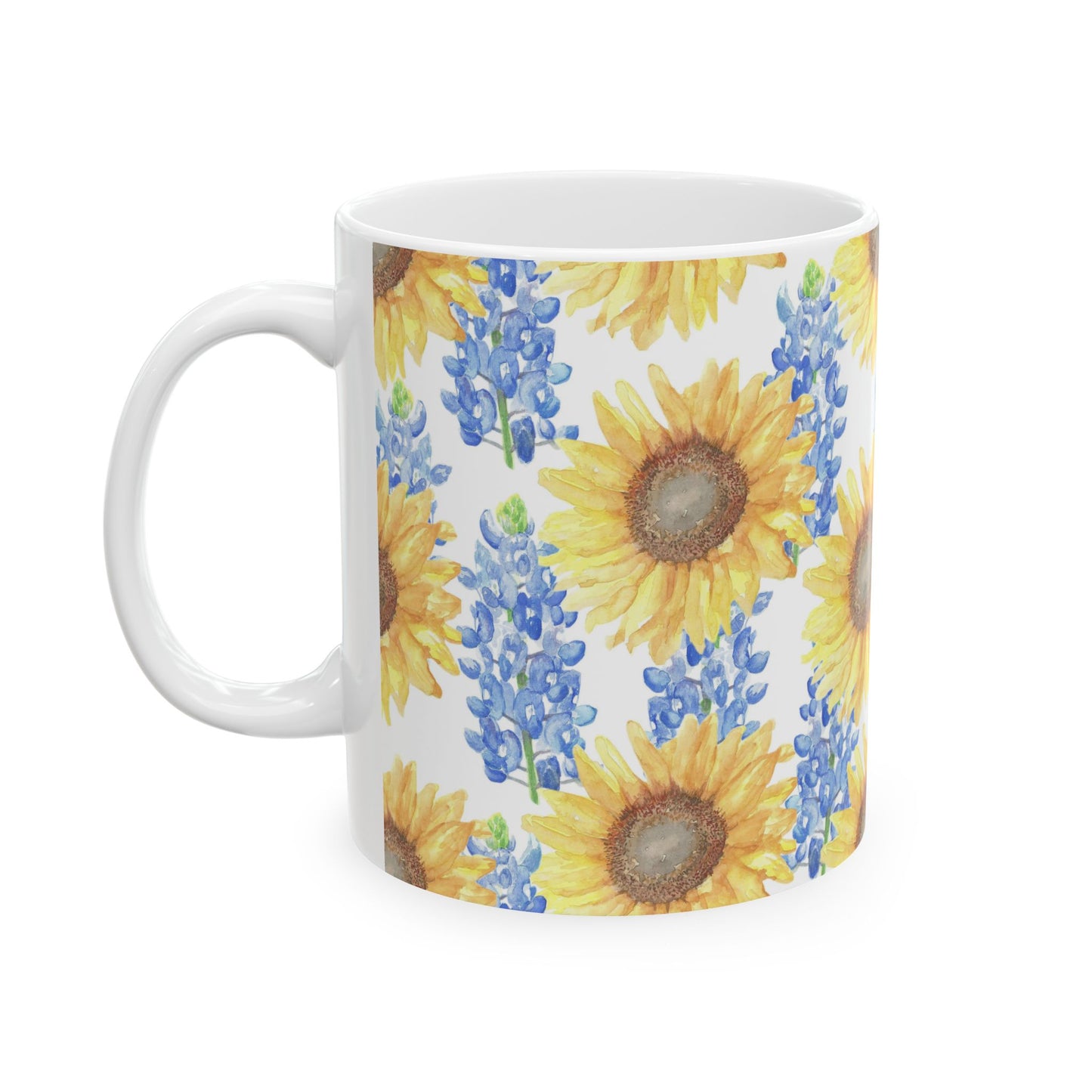 Bluebonnets and Sunflowers Ceramic Mug 11oz