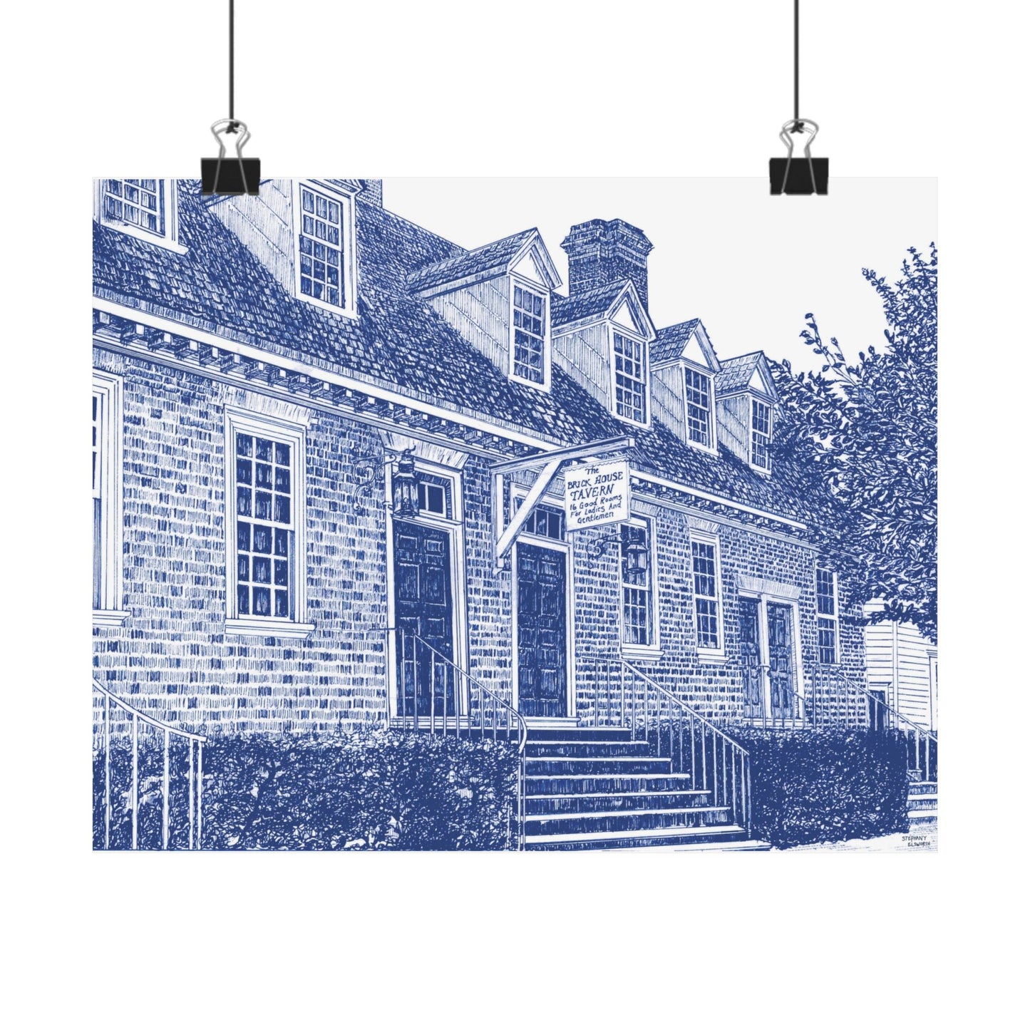 Colonial Williamsburg's Brick House Tavern in Blue Matte Horizontal Poster