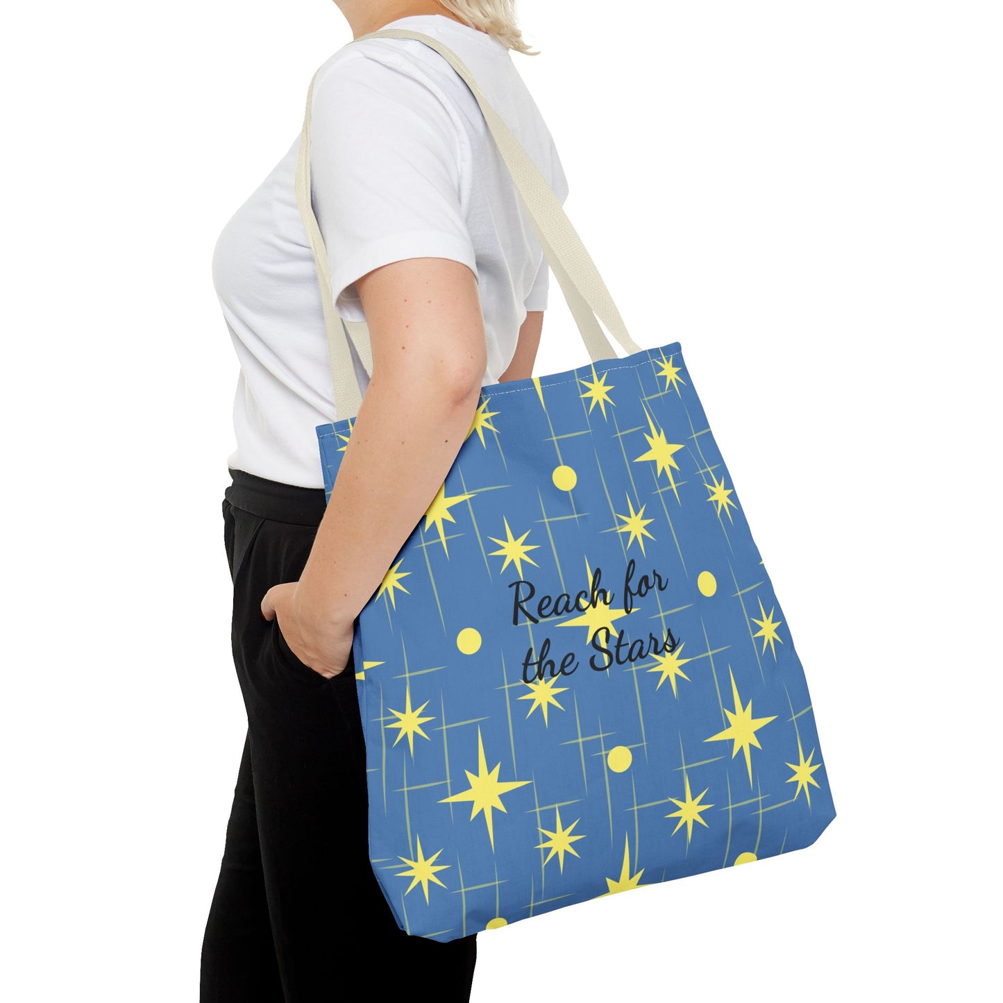Reach for the Stars Tote Bag — Inspirational Star Pattern All-Over Print