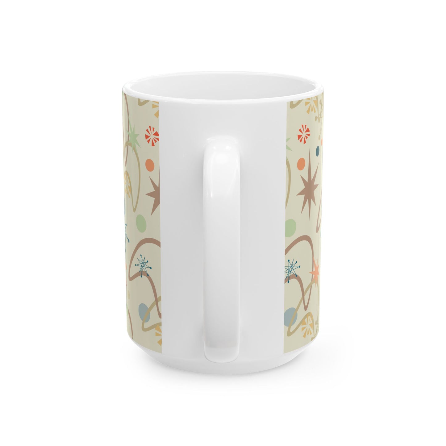 Mid-Century Starburst Ceramic Mug – Retro Atomic Pattern Coffee Cup (11oz/15oz)