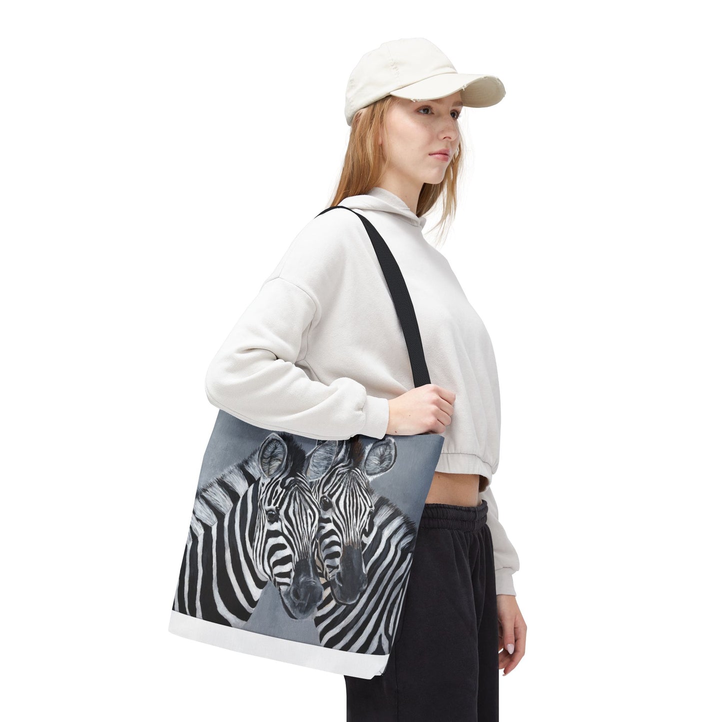 Zebra Pair Tote Bag — Artistic Black & White Animal Print Tote for Everyday Use
