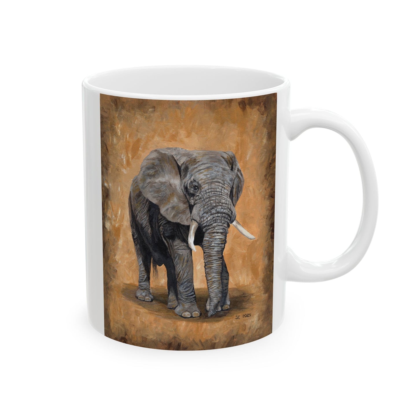 Elephant Portrait Ceramic Mug — Elephant Coffee Cup (11oz, 15oz)