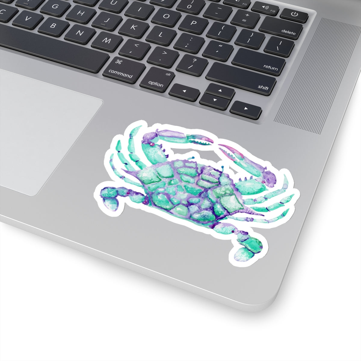 Teal and Purple Watercolor Crab Kiss-Cut Stickers