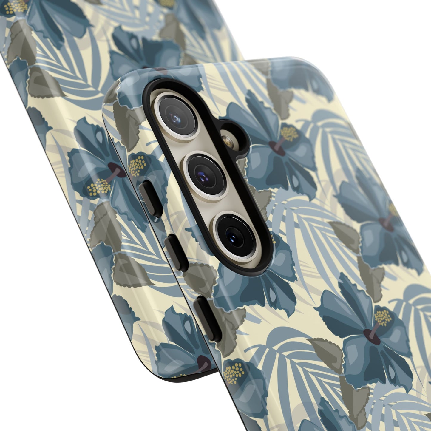 Blue Hibiscus in Earth Tones Tough Phone Cases