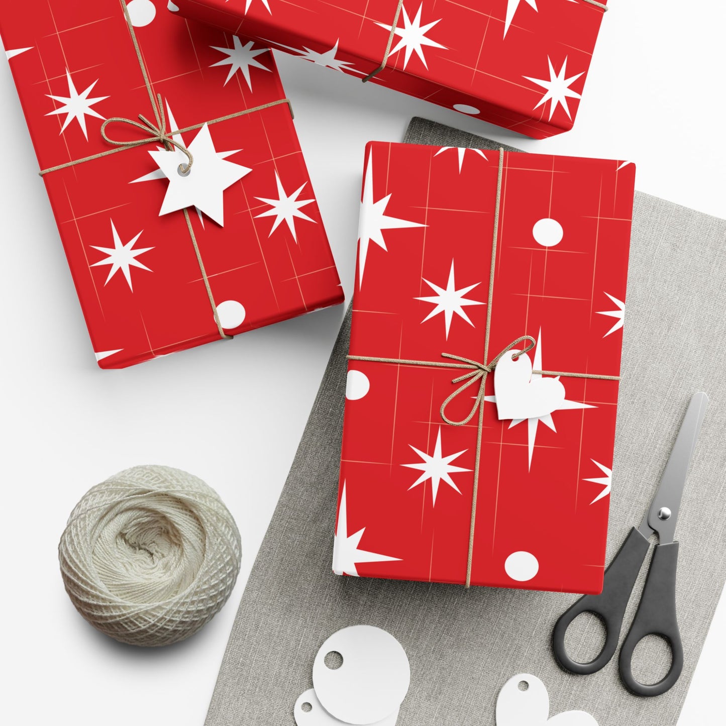 Christmas Star Red Gift Wrap Paper