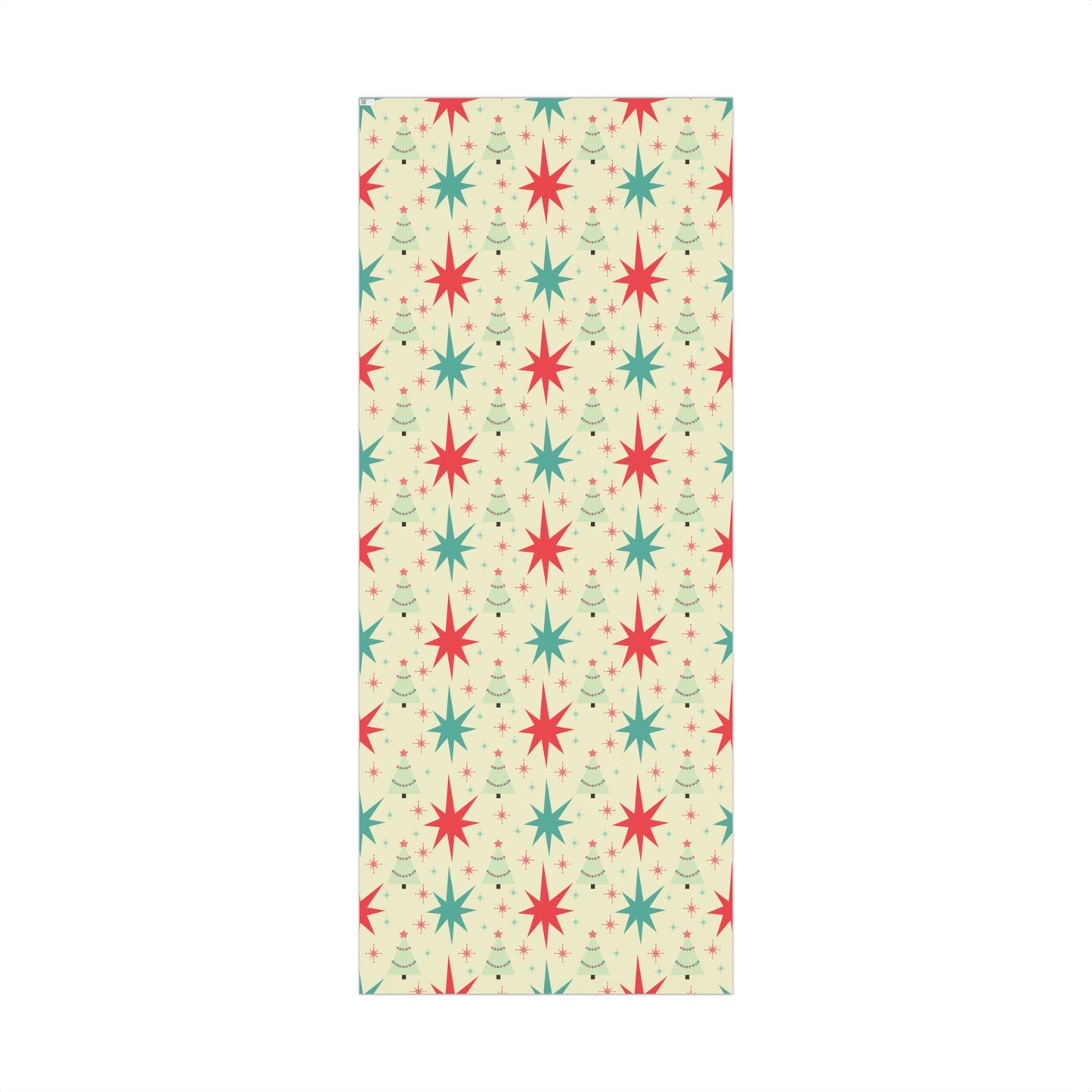 Retro Mid-Century Christmas Gift Wrap Paper – Starburst & Tree Pattern