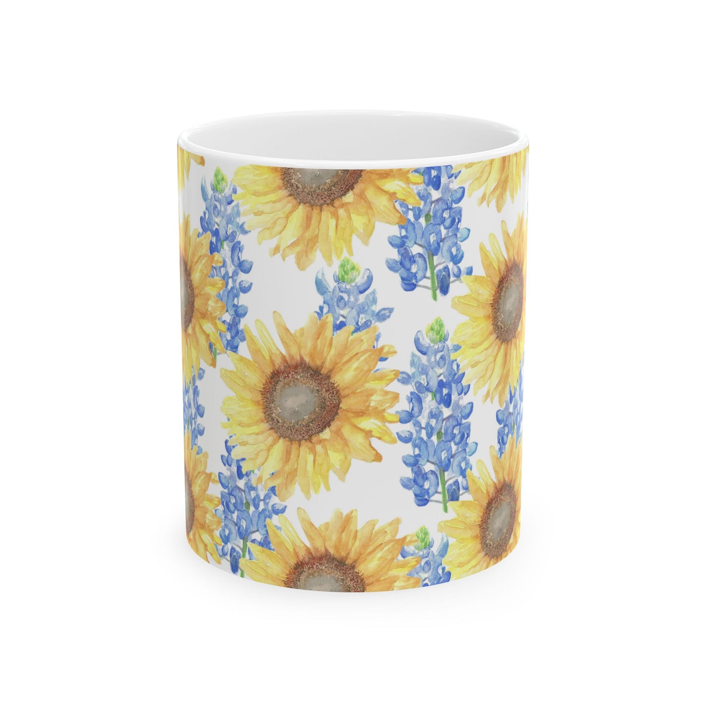 Bluebonnets and Sunflowers Ceramic Mug 11oz