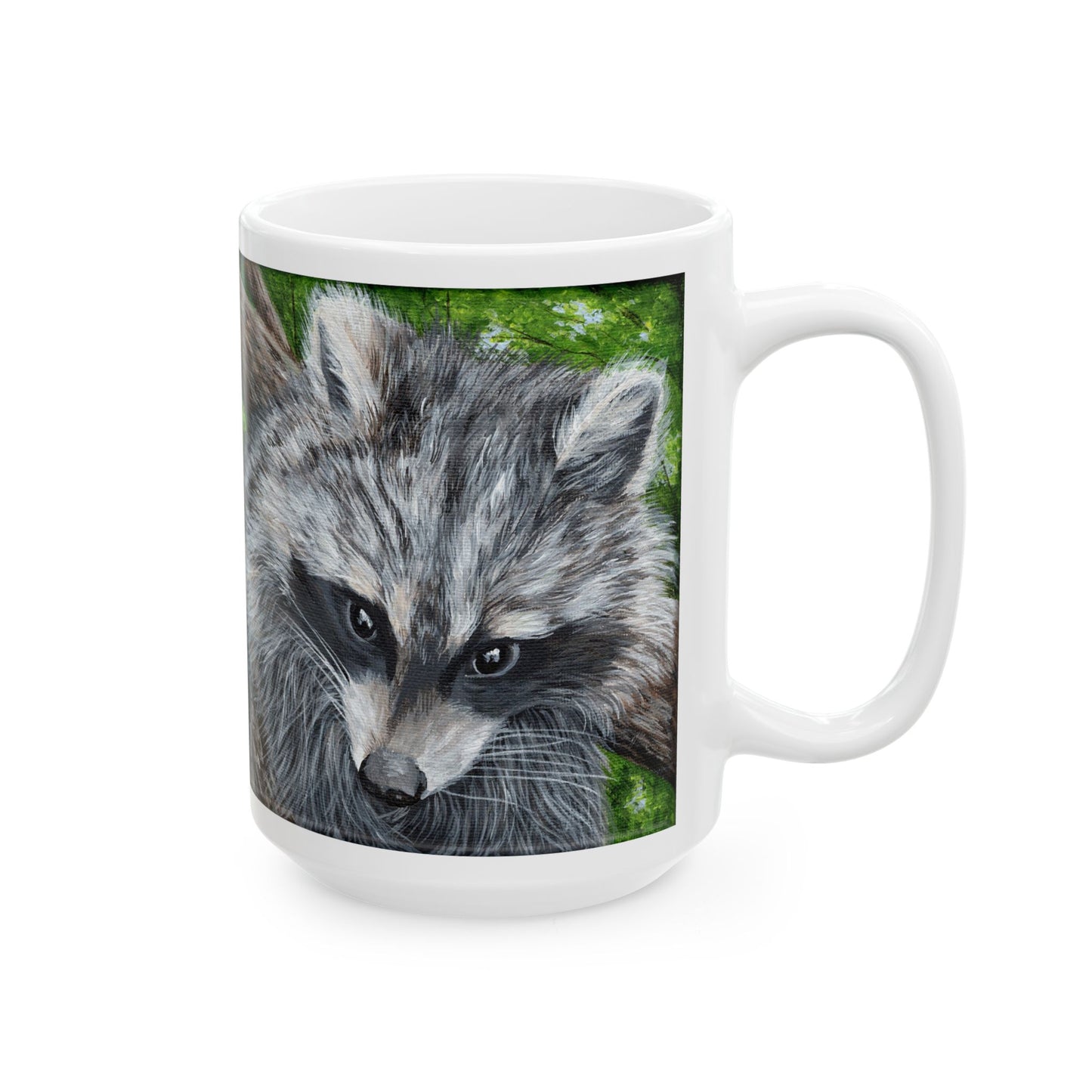 Raccoon Art Ceramic Mug — Forest Wildlife Coffee Cup (11oz & 15oz)