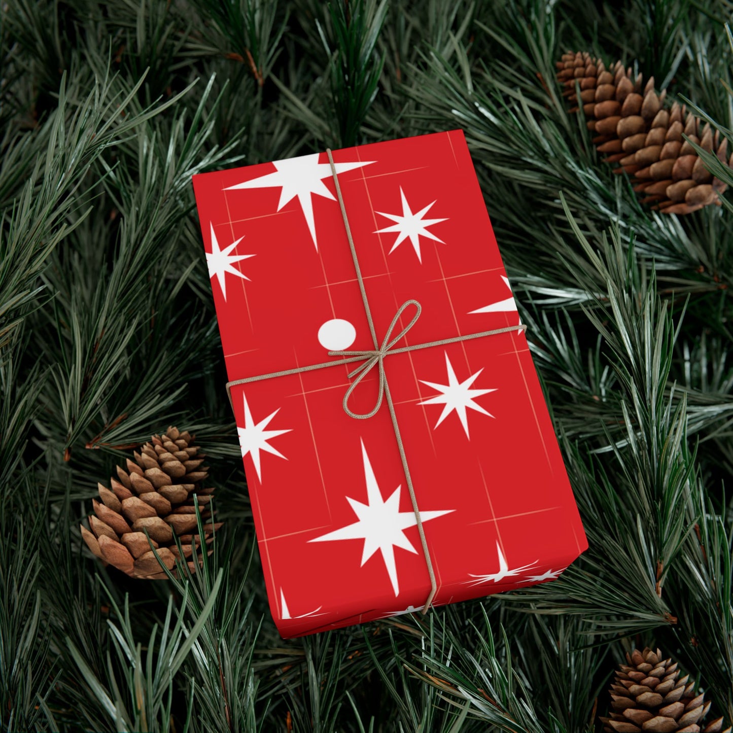 Christmas Star Red Gift Wrap Paper