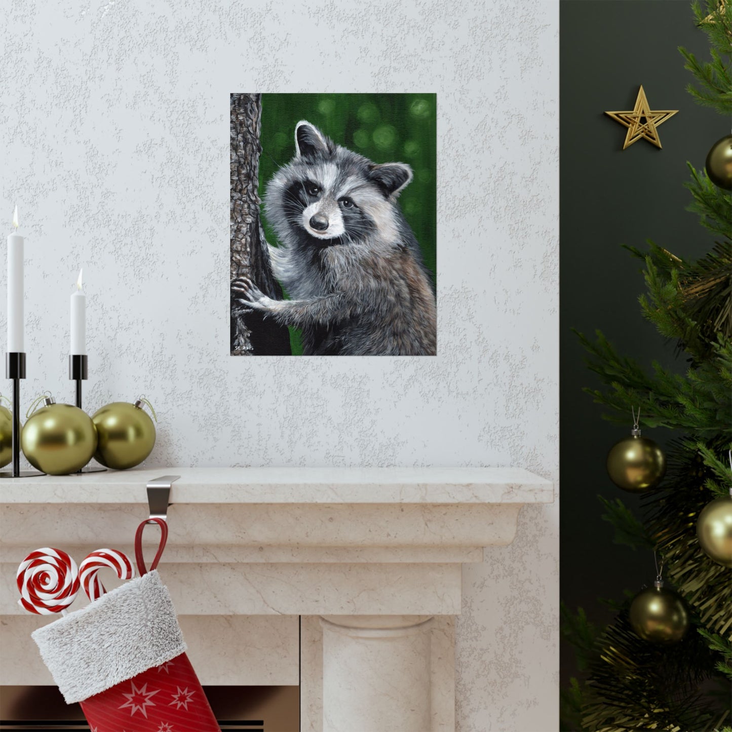 Raccoon Forest Matte Poster — Vertical Wildlife Wall Art