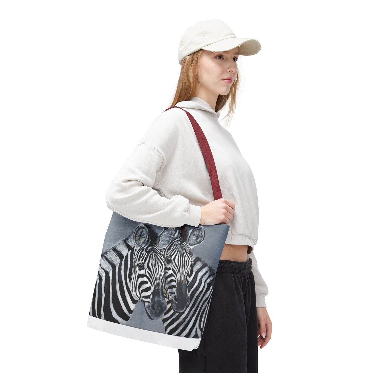 Zebra Pair Tote Bag — Artistic Black & White Animal Print Tote for Everyday Use