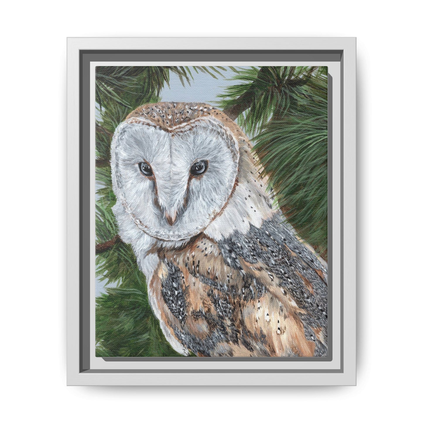 Barn Owl Matte Canvas Framed Art — Wildlife Wall Decor for Nature Lovers