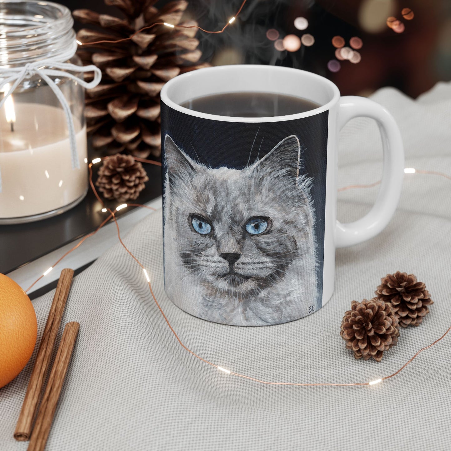 Ragdoll Cat Ceramic Mug — Blue-Eyed Cat Portrait Coffee Cup (11oz & 15oz)