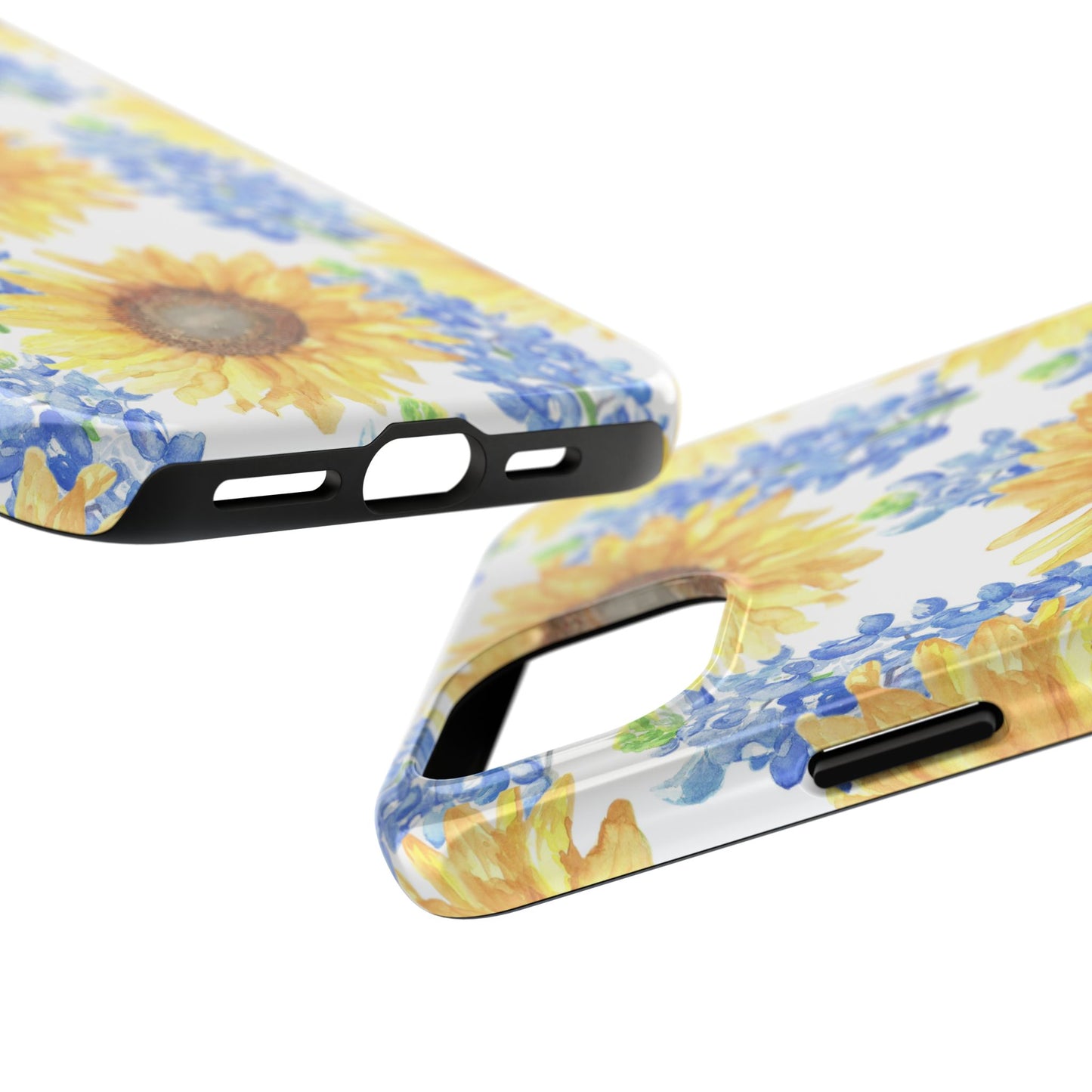 Sunflower and Bluebonnet Pattern Tough iPhone Cases