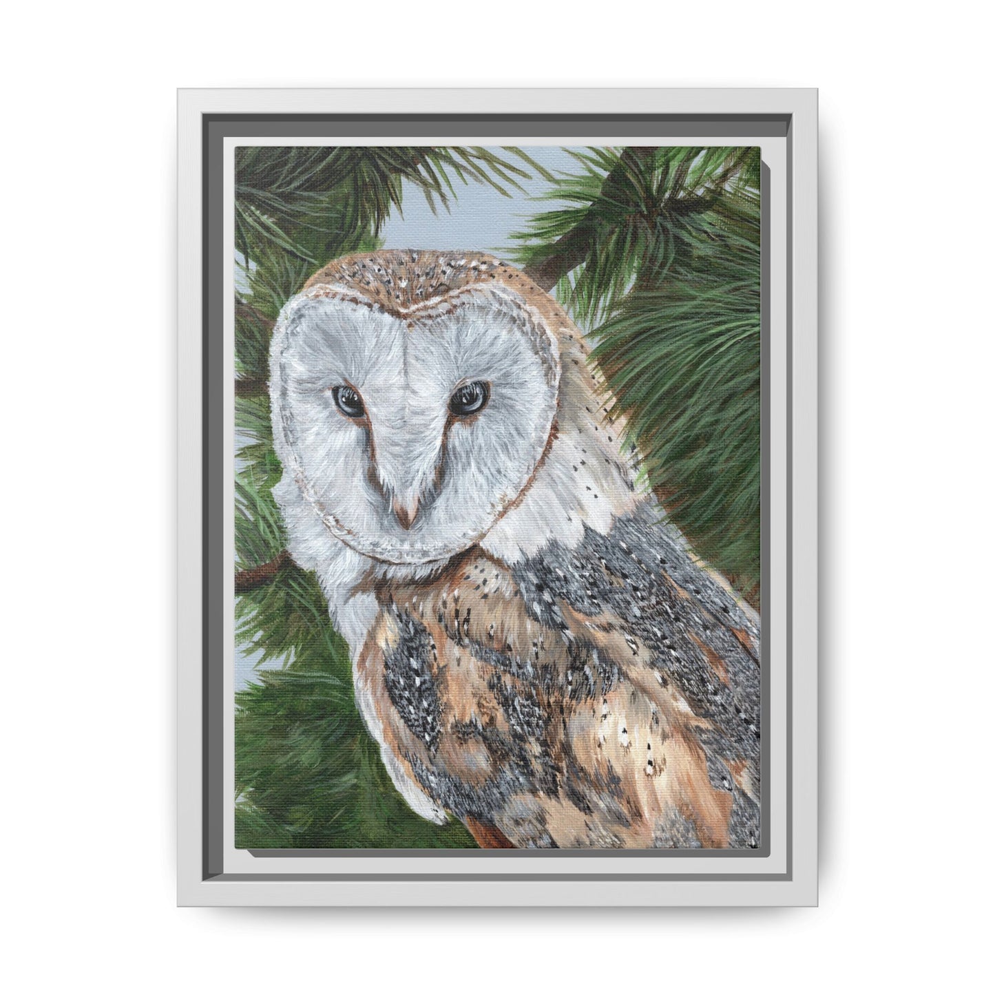 Barn Owl Matte Canvas Framed Art — Wildlife Wall Decor for Nature Lovers