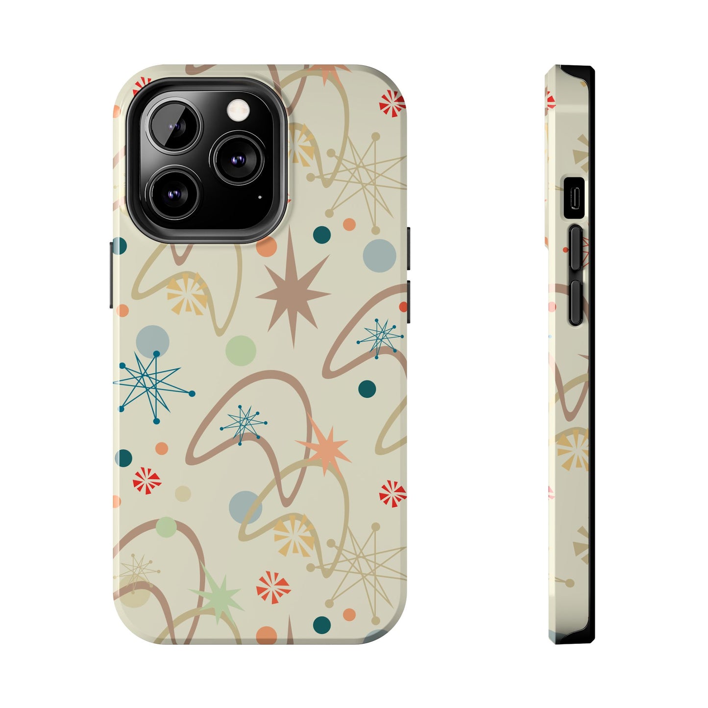 1950s Atomic Age Retro Pattern in Tan Tough iPhone Cases