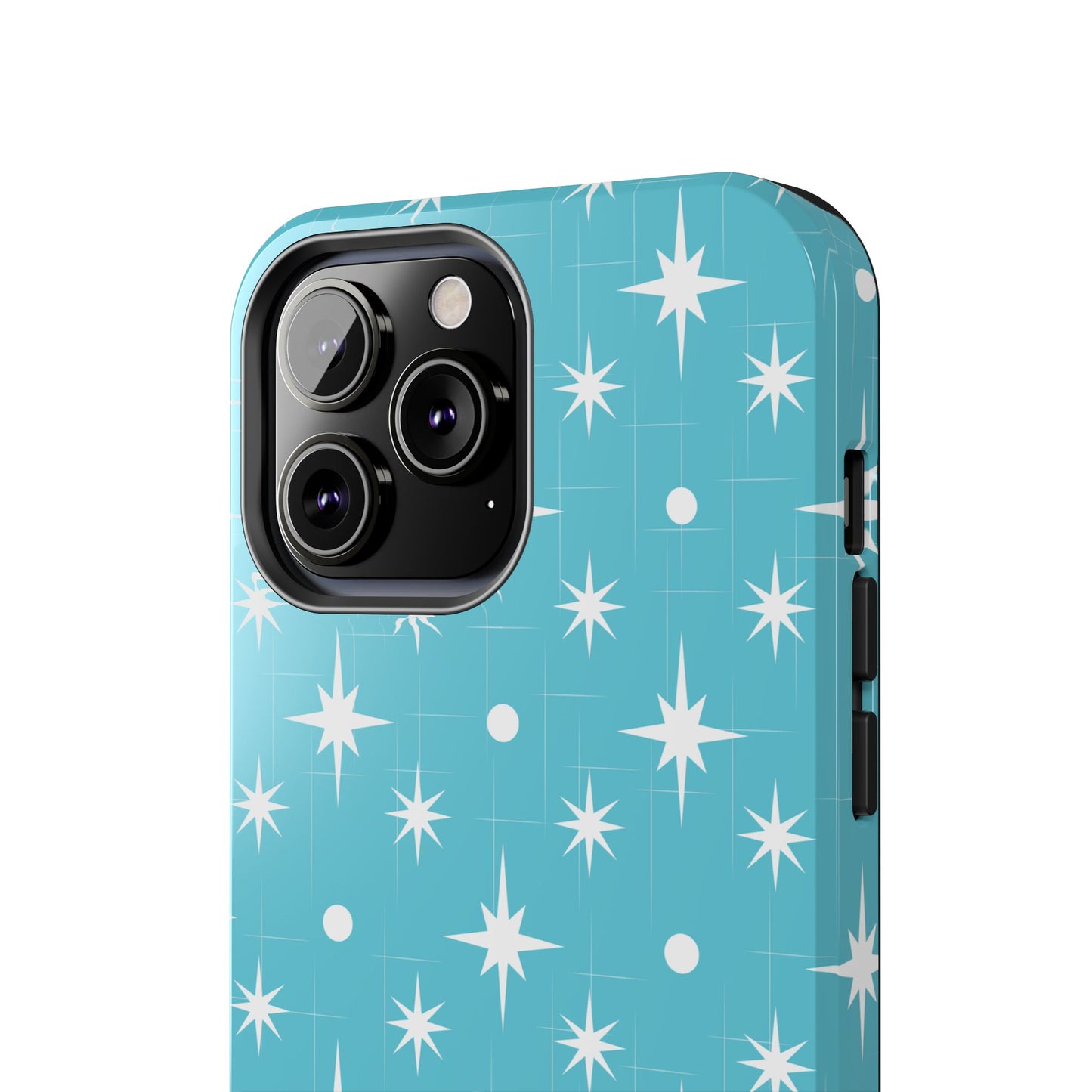 1950s Retro Star Pattern on Blue Tough iPhone Cases