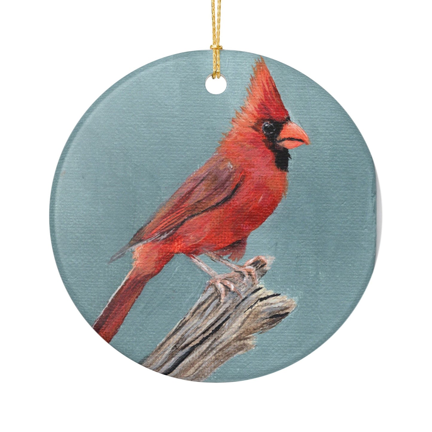 Cardinal Ceramic Ornament — Red Songbird Holiday Decoration