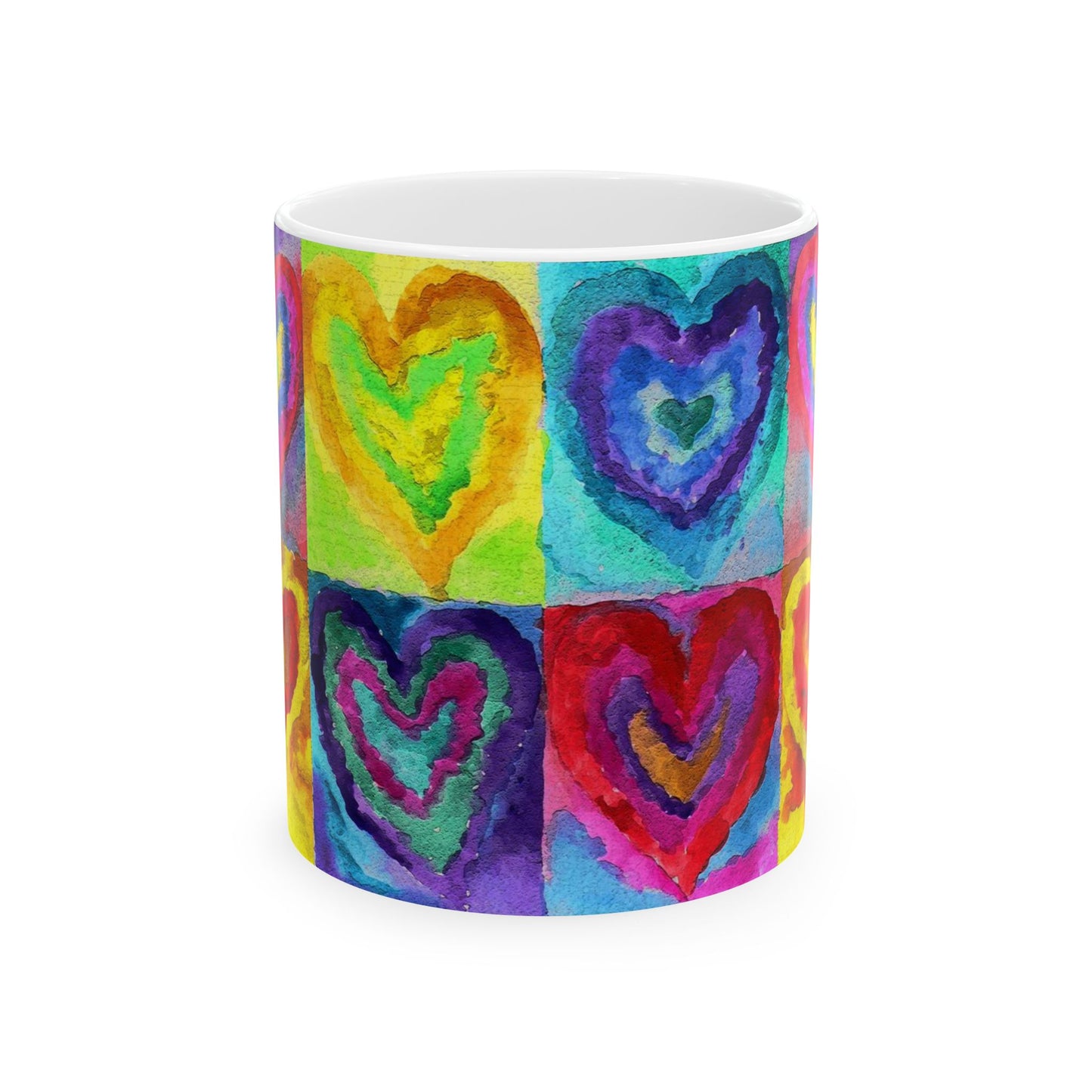 Colorful Hearts Ceramic Mug 11oz