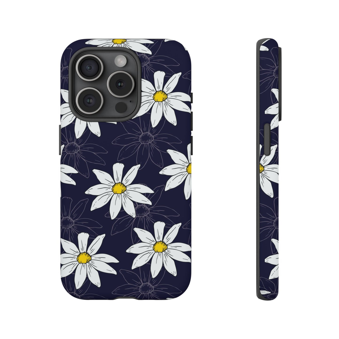 Daisies on Dark Blue Accent Phone Case