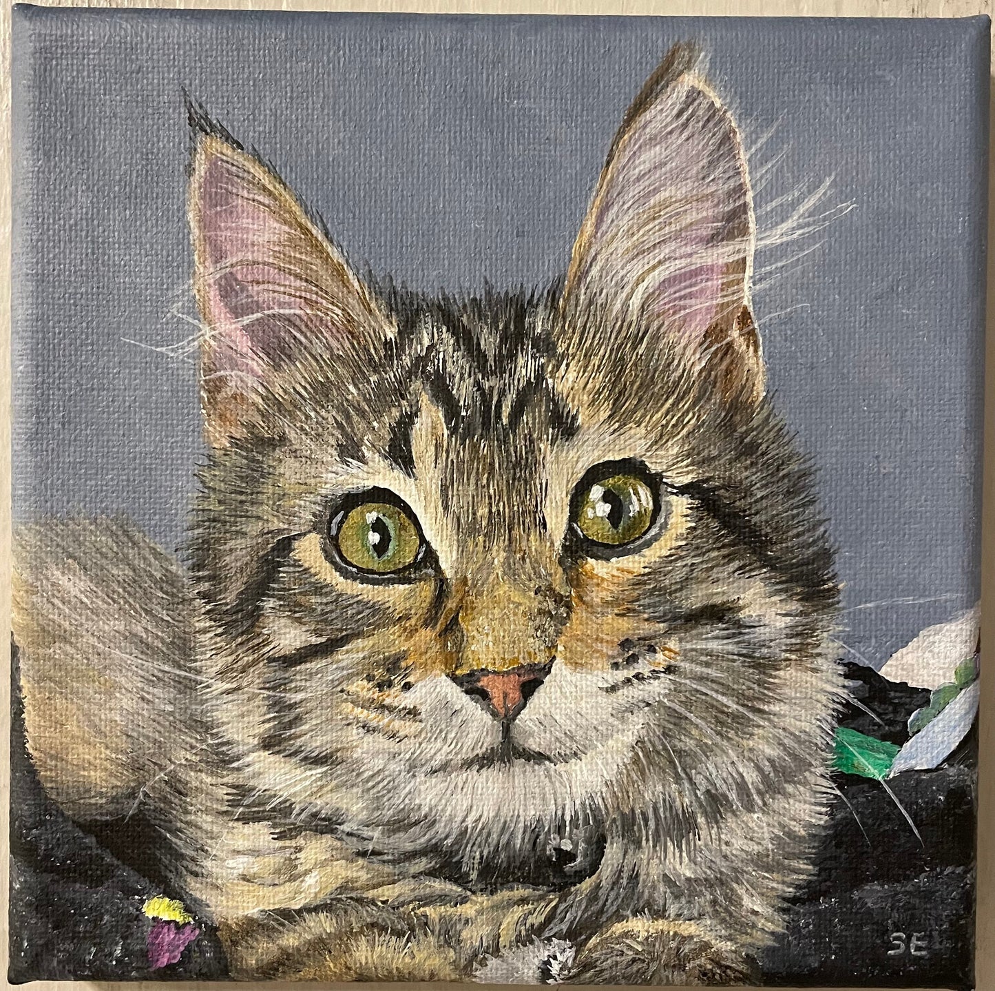 Custom Miniature Acrylic Pet Painting on Stretched Canvas