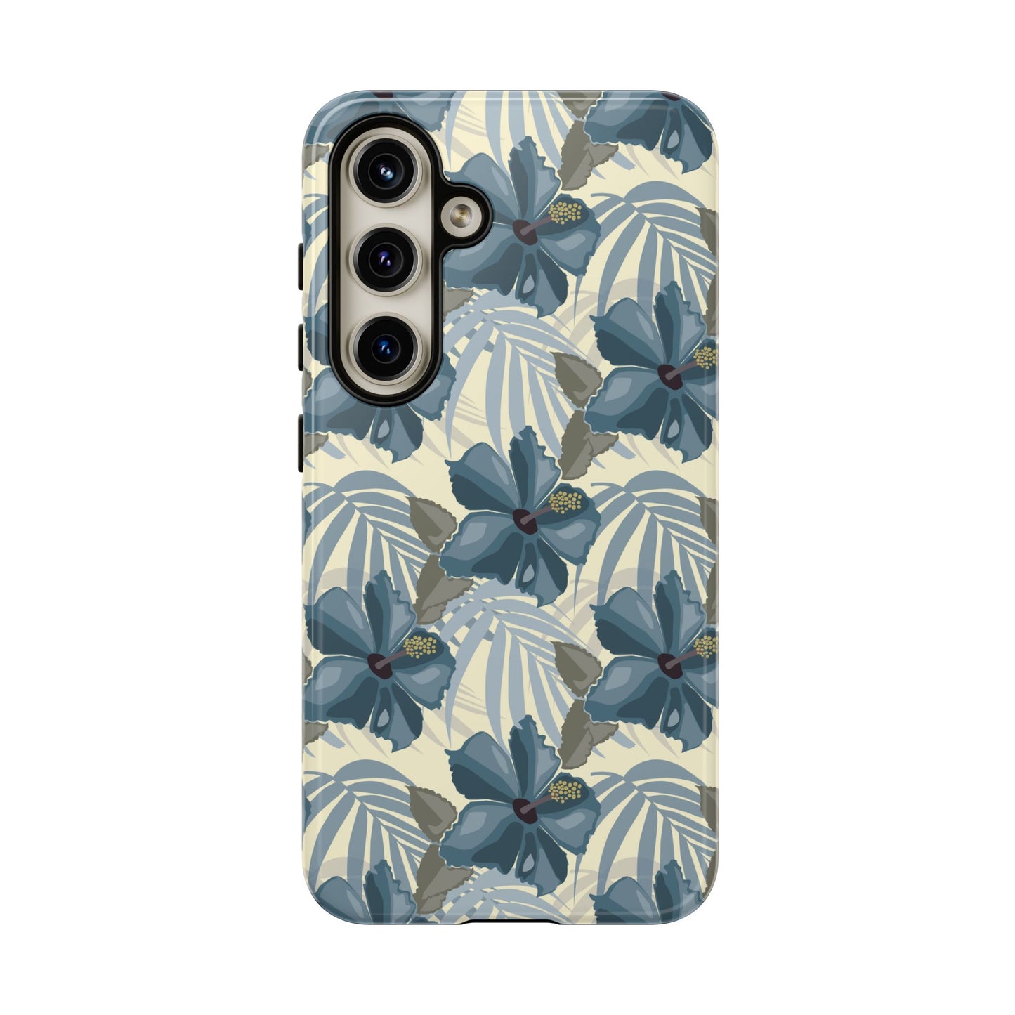 Blue Hibiscus in Earth Tones Tough Phone Cases