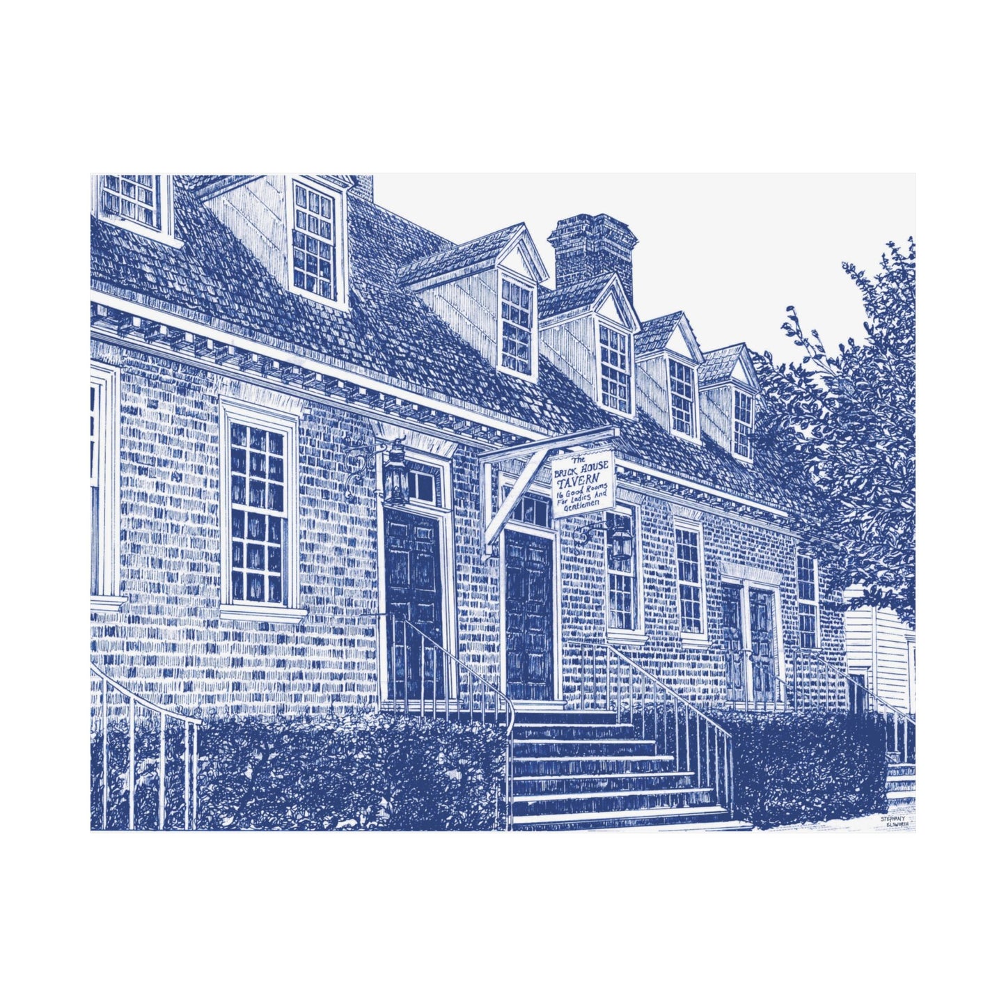 Colonial Williamsburg's Brick House Tavern in Blue Matte Horizontal Poster