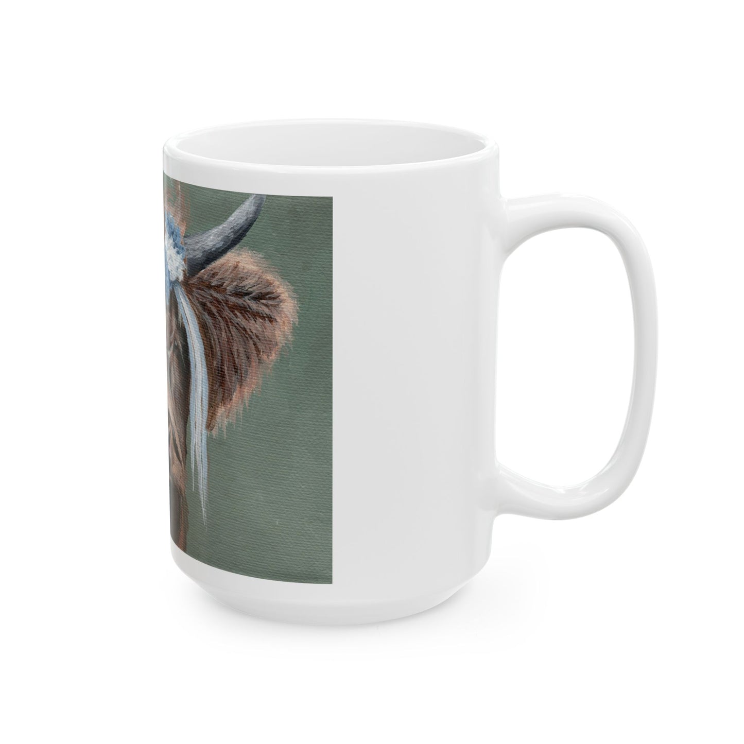 Highland Cow Floral Crown Ceramic Mug — Cute Scottish Cattle Coffee Cup (11oz/15oz)