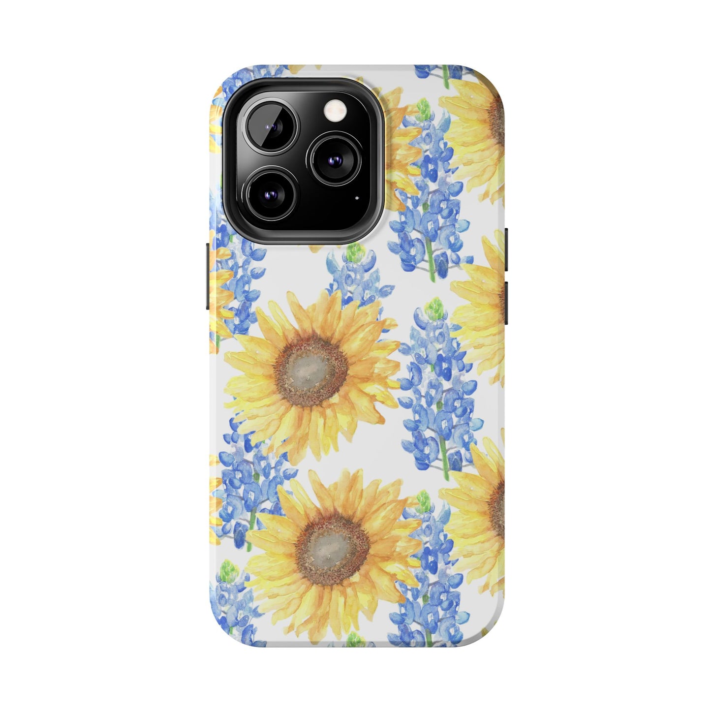 Sunflower and Bluebonnet Pattern Tough iPhone Cases