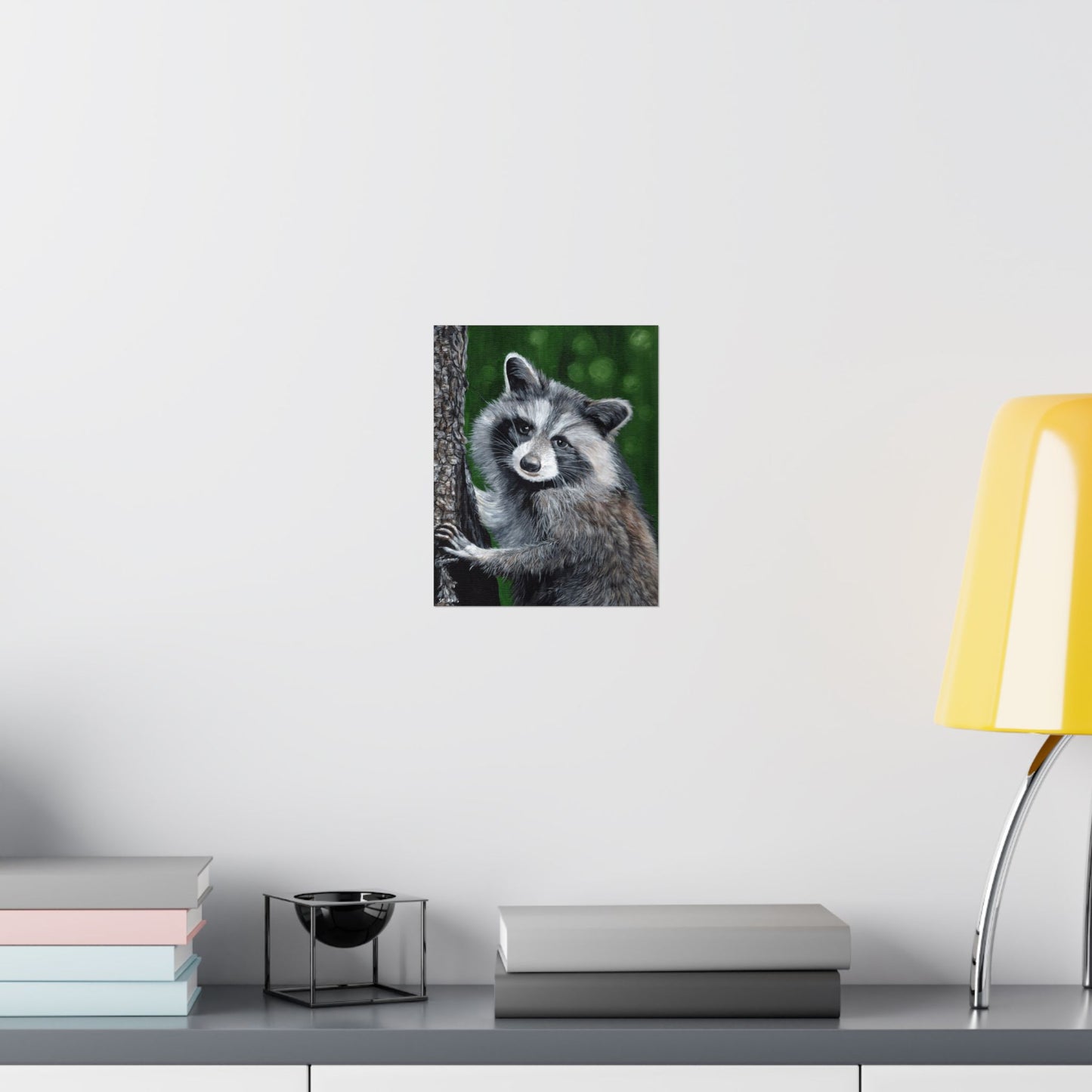 Raccoon Forest Matte Poster — Vertical Wildlife Wall Art